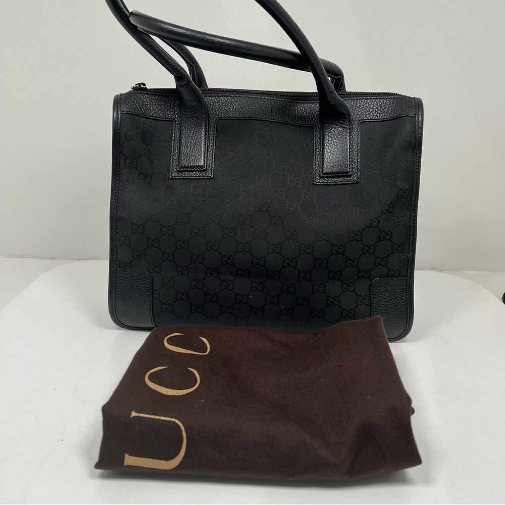 GUCCI 002 1119 Tote Bag Shoulder Bag Black black GG canvas/leather GG